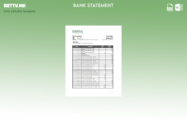 модерен стил шаблон ексел за извод од банка во Луксембург Fortuna Banque